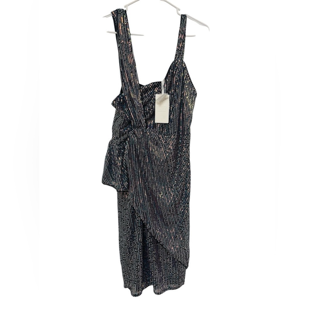 Grace Karin Sequin Wrap Over Dress Size L NWT